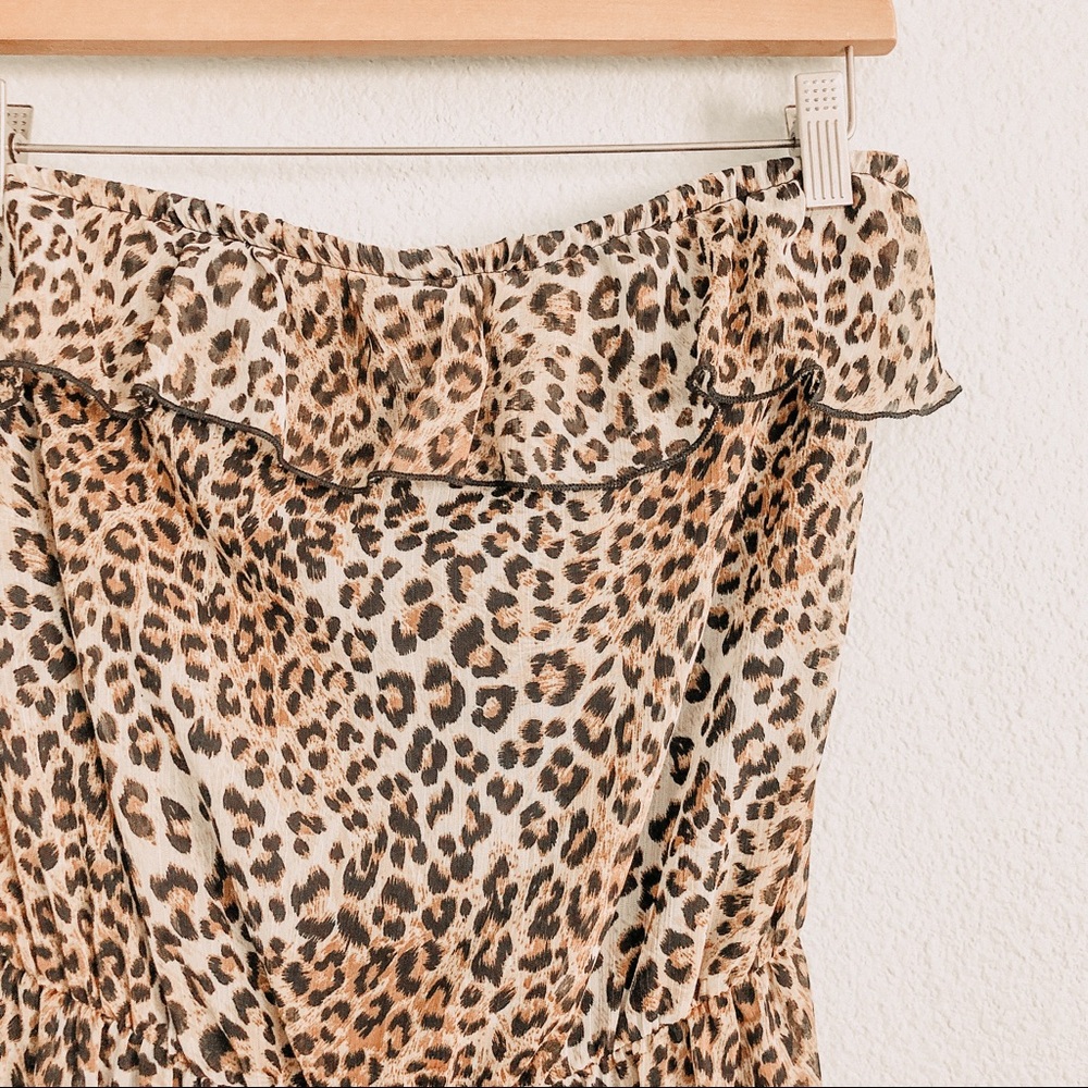 L8ter Leopard Print Strapless Maxi Dress. Size Medium